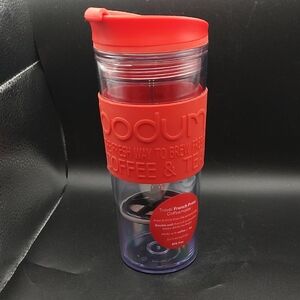 Bodum Red Travel French Press Mug Plastic 15 Oz Never Used